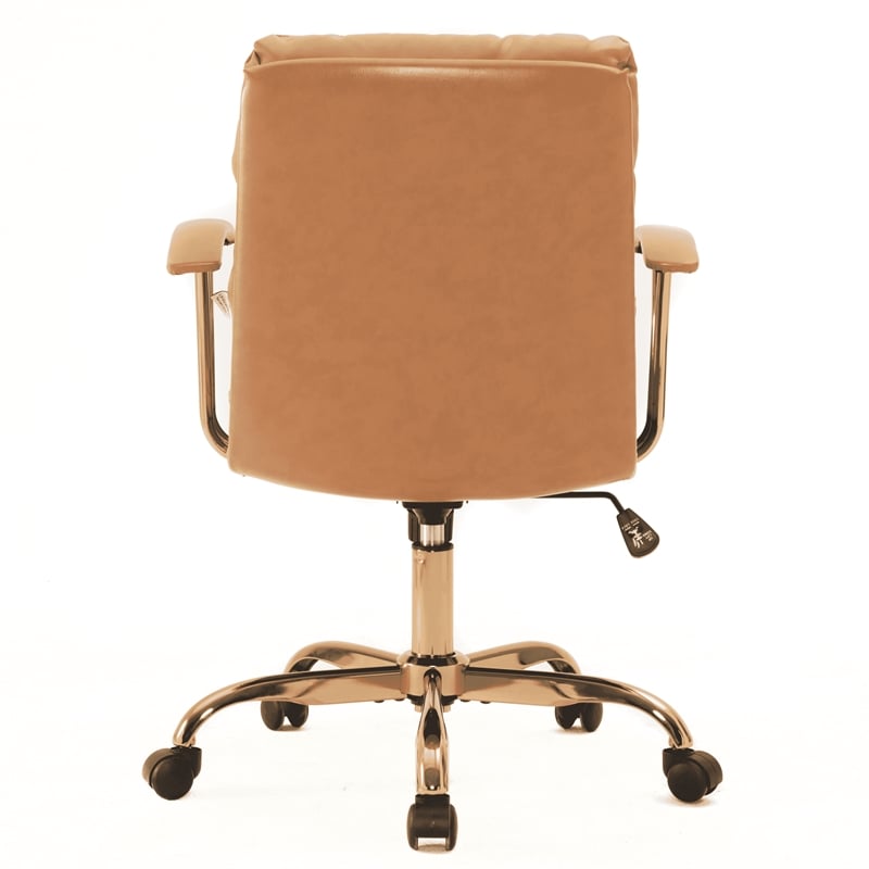LeisureMod Regina Modern Padded Leather Executive Office Chair in Saddle Brown
