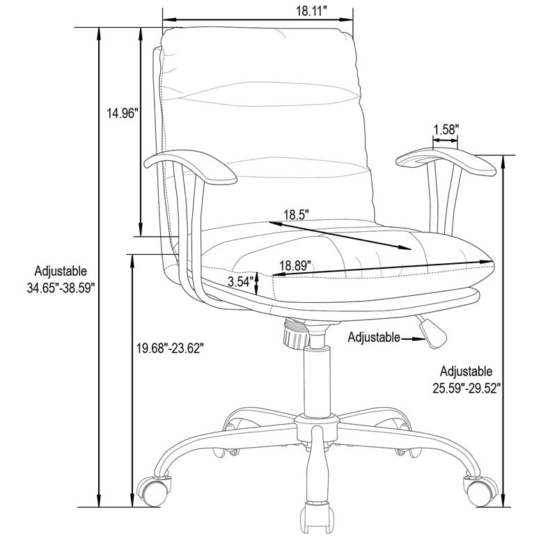 LeisureMod Regina Modern Padded Leather Executive Office Chair in Saddle Brown