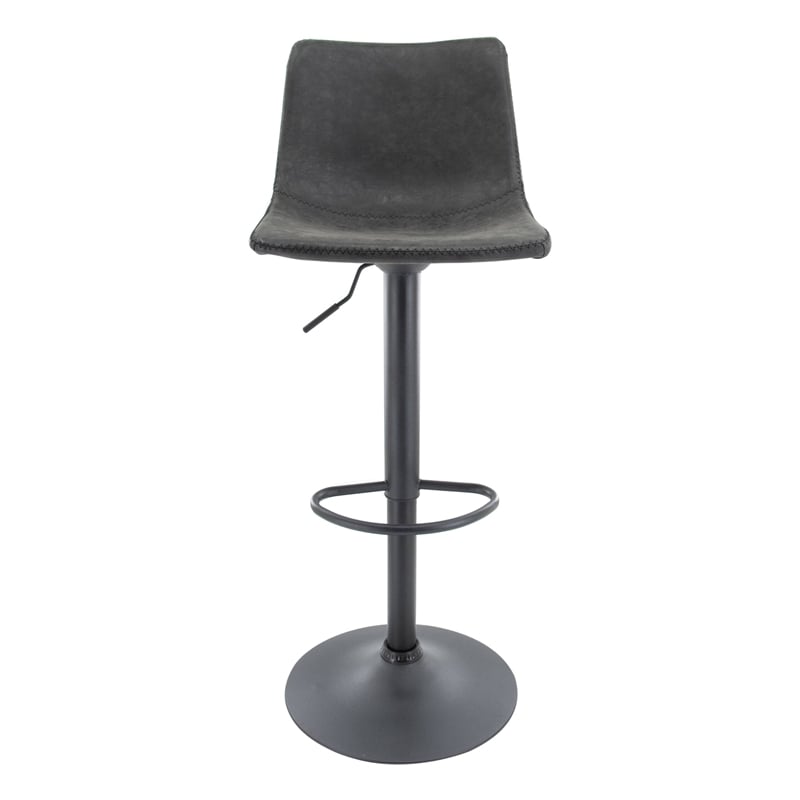 LeisureMod Tilbury Modern Adjustable Height & swivel Bar Stool in Charcoal Black