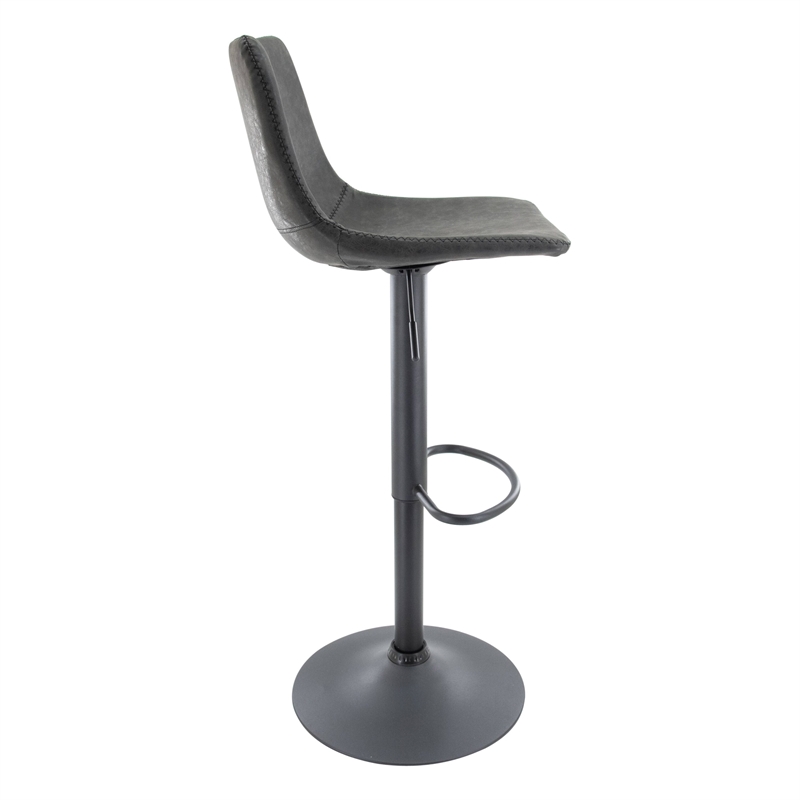 LeisureMod Tilbury Modern Adjustable Height & swivel Bar Stool in Charcoal Black