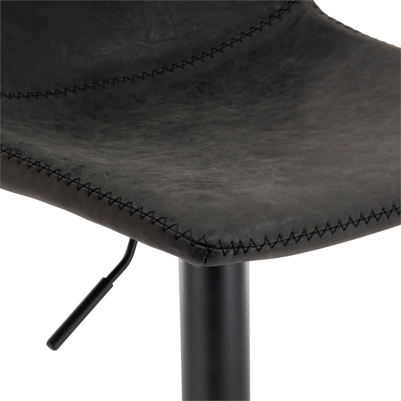 LeisureMod Tilbury Modern Adjustable Height & swivel Bar Stool in Charcoal Black