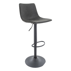 LeisureMod Tilbury Modern Adjustable Height & swivel Bar Stool in Charcoal Black