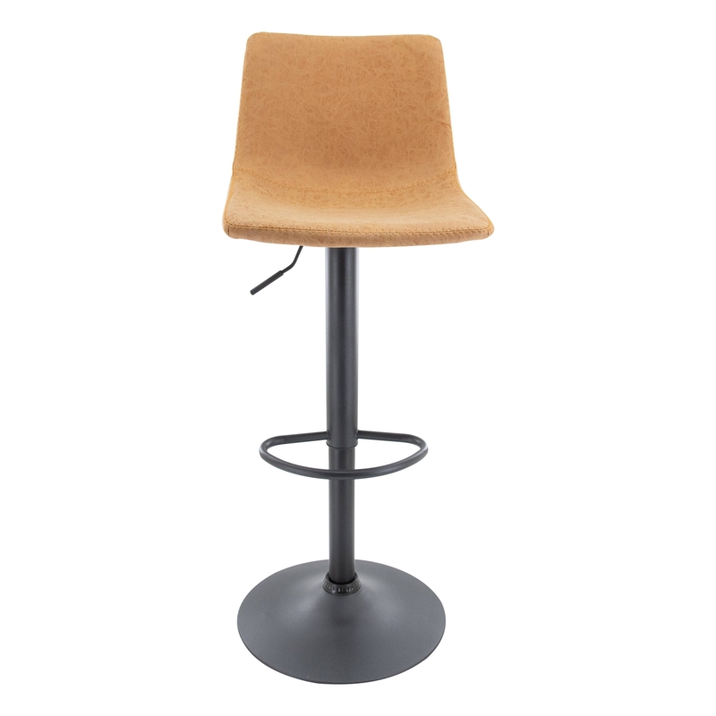 LeisureMod Tilbury Modern Adjustable Height & swivel Bar Stool in Light Brown