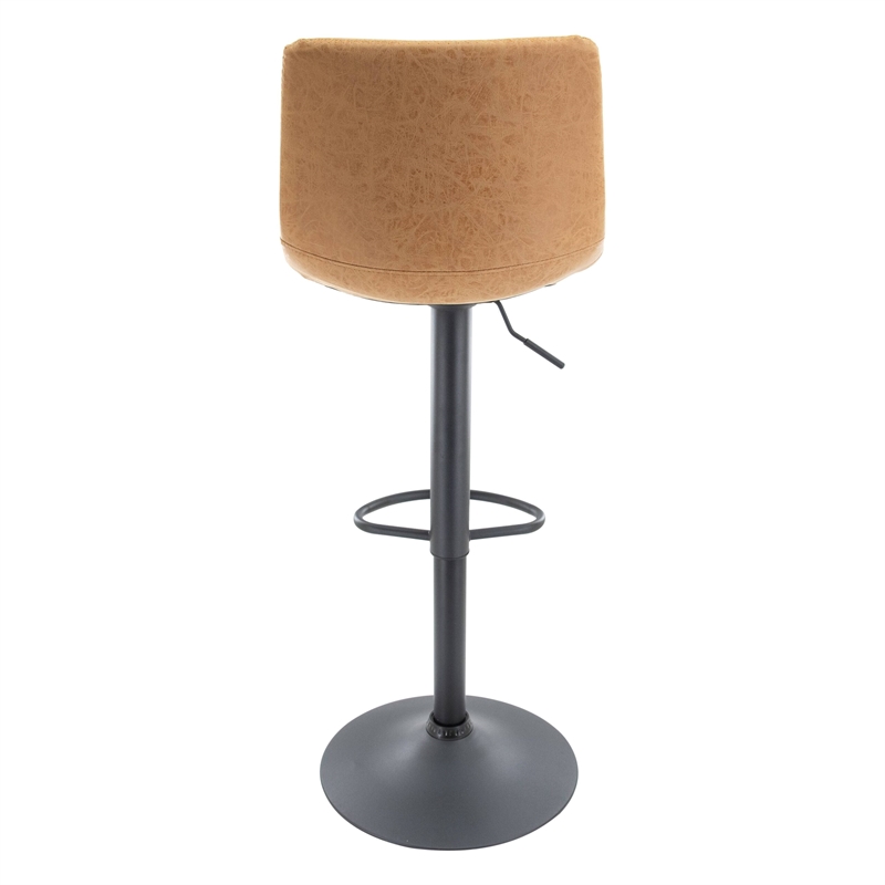LeisureMod Tilbury Modern Adjustable Height & swivel Bar Stool in Light Brown