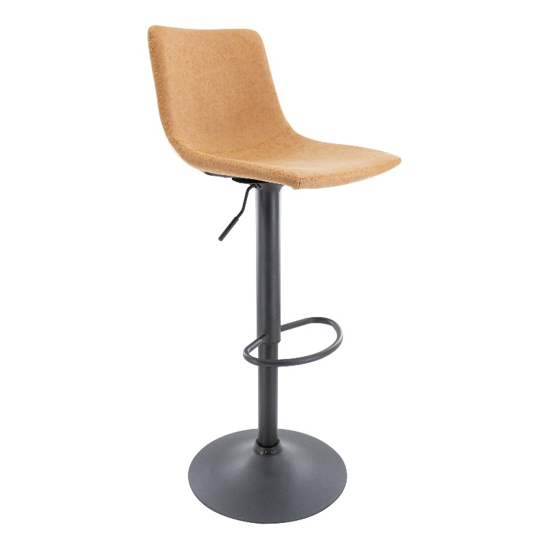 LeisureMod Tilbury Modern Adjustable Height & swivel Bar Stool in Light Brown