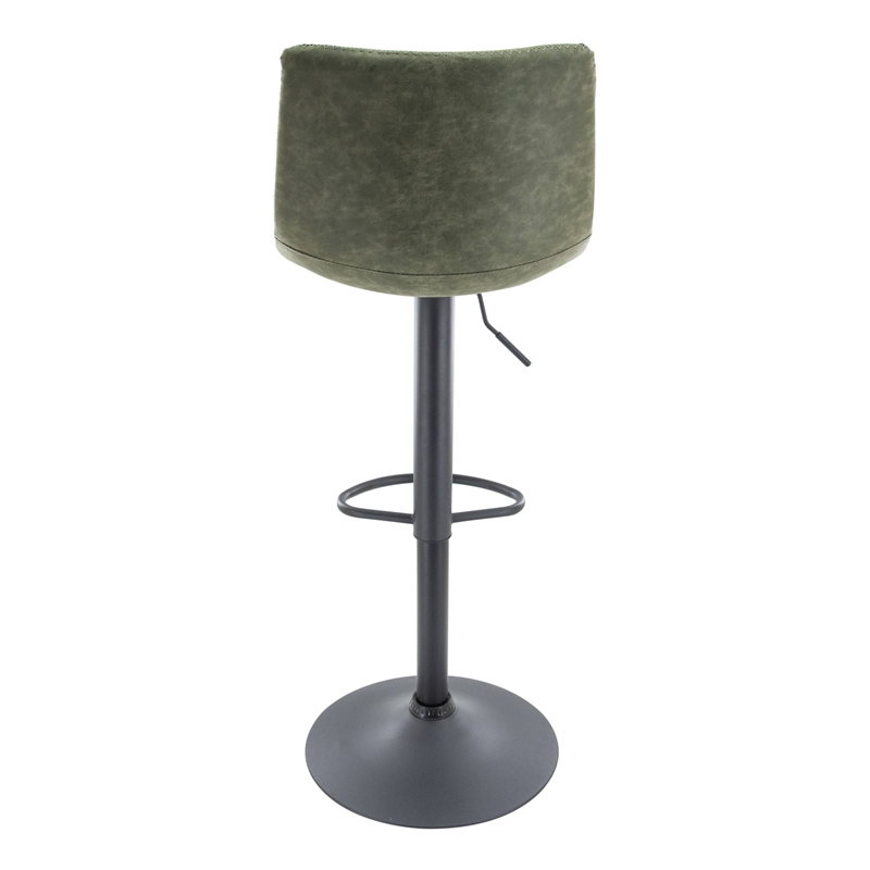 LeisureMod Tilbury Modern Adjustable Height & swivel Bar Stool in Olive Green