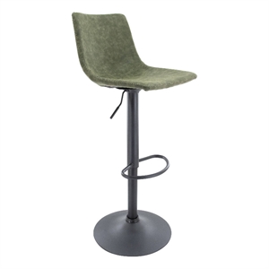LeisureMod Tilbury Modern Adjustable Height & swivel Bar Stool in Olive Green
