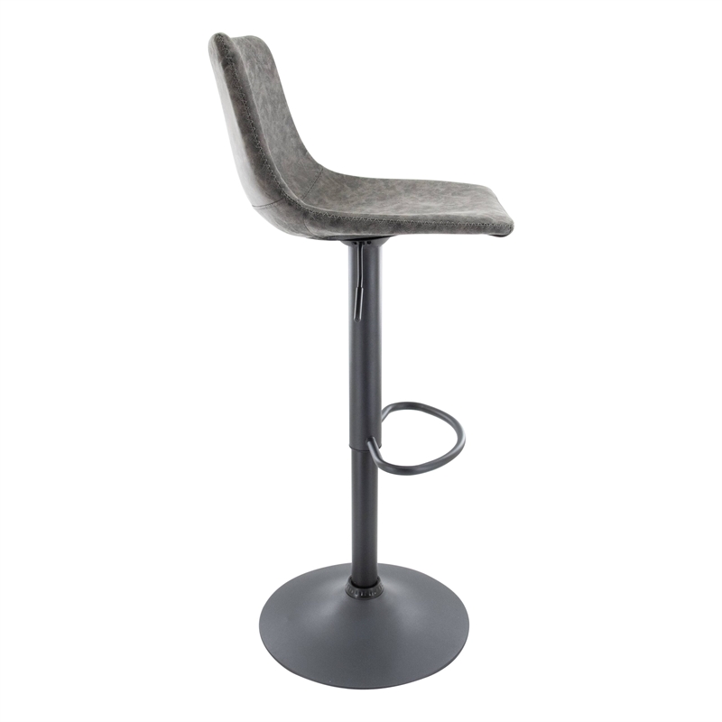 LeisureMod Tilbury Modern Adjustable Height & swivel Bar Stool in Gray