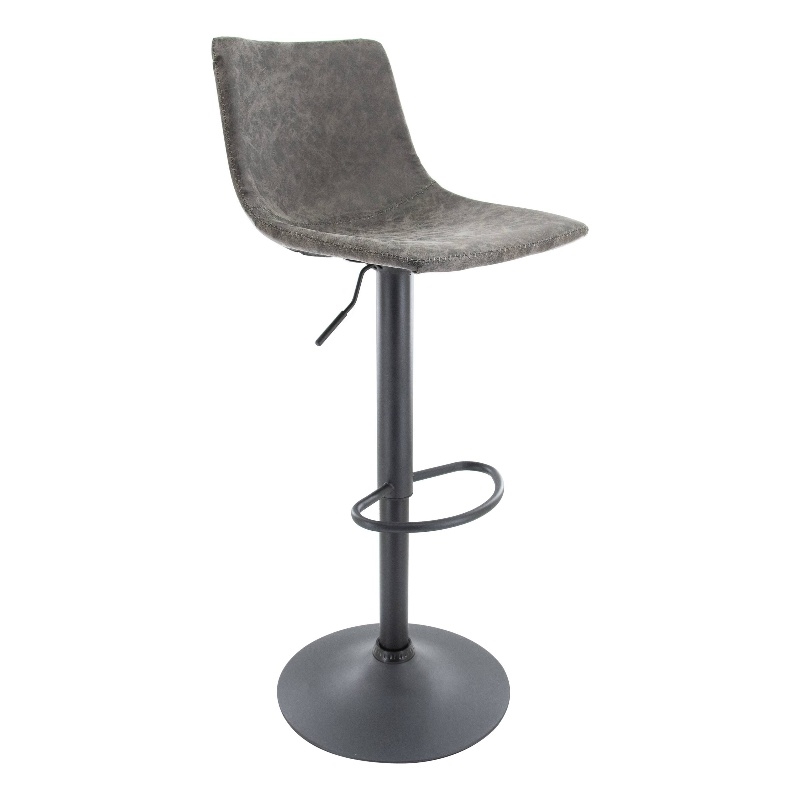 LeisureMod Tilbury Modern Adjustable Height & swivel Bar Stool in Gray