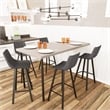 LeisureMod Elland Modern Upholstered Leather Bar Stool in Charcoal Black