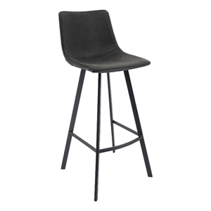 LeisureMod Elland Modern Upholstered Leather Bar Stool in Charcoal Black