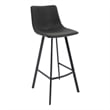 LeisureMod Elland Modern Upholstered Leather Bar Stool in Charcoal Black