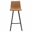 LeisureMod Elland Modern Upholstered Leather Bar Stool in Light Brown