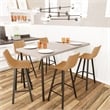 LeisureMod Elland Modern Upholstered Leather Bar Stool in Light Brown
