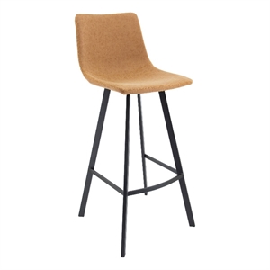 LeisureMod Elland Modern Upholstered Leather Bar Stool in Light Brown