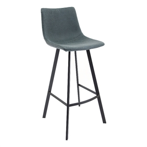 LeisureMod Elland Modern Upholstered Leather Bar Stool in Peacock Blue