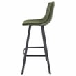LeisureMod Elland Modern Upholstered Leather Bar Stool in Olive Green