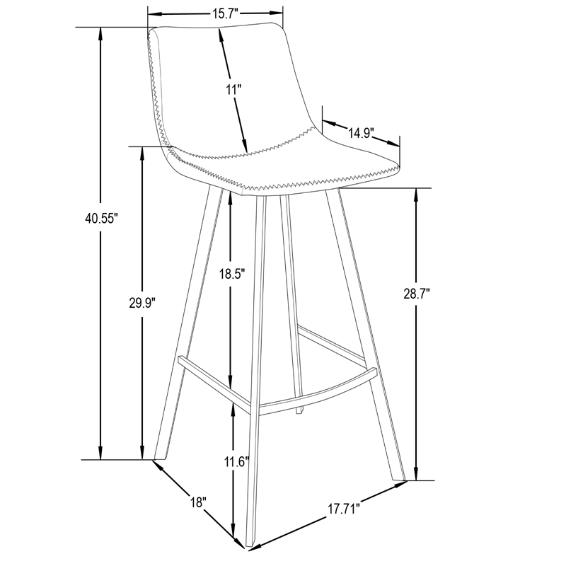 LeisureMod Elland Modern Upholstered Leather Bar Stool in Olive Green
