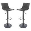 LeisureMod Tilbury Modern Adjustable Bar Stool Set of 2 in Charcoal Black