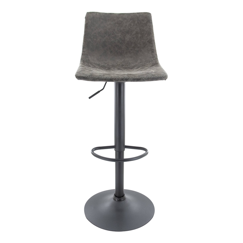 LeisureMod Tilbury Modern Adjustable Bar Stool Set of 2 in Gray