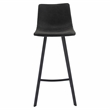 LeisureMod Elland Modern Upholstered Leather Bar Stool Charcoal Black Set of 2