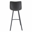 LeisureMod Elland Modern Upholstered Leather Bar Stool Charcoal Black Set of 2