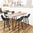 LeisureMod Elland Modern Upholstered Leather Bar Stool Charcoal Black Set of 2