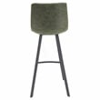 LeisureMod Elland Modern Upholstered Leather Bar Stool Olive Green Set of 2
