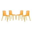 LeisureMod Murray Mid-Century Modern Dining Side Chair in Orange Set of 4