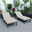 LeisureMod Chelsea Outdoor Chaise Lounge Chair With Beige Cushions Set of 2