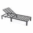 LeisureMod Chelsea Outdoor Chaise Lounge Chair With Beige Cushions Set of 2