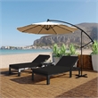 LeisureMod Chelsea Outdoor Chaise Lounge Chair With Black Cushions Set of 2