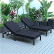 LeisureMod Chelsea Outdoor Chaise Lounge Chair With Black Cushions Set of 2