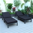LeisureMod Chelsea Outdoor Chaise Lounge Chair With Black Cushions Set of 2