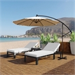 LeisureMod Chelsea Outdoor Chaise Lounge Chair With Light Grey Cushions Set of 2