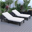 LeisureMod Chelsea Outdoor Chaise Lounge Chair With Light Grey Cushions Set of 2