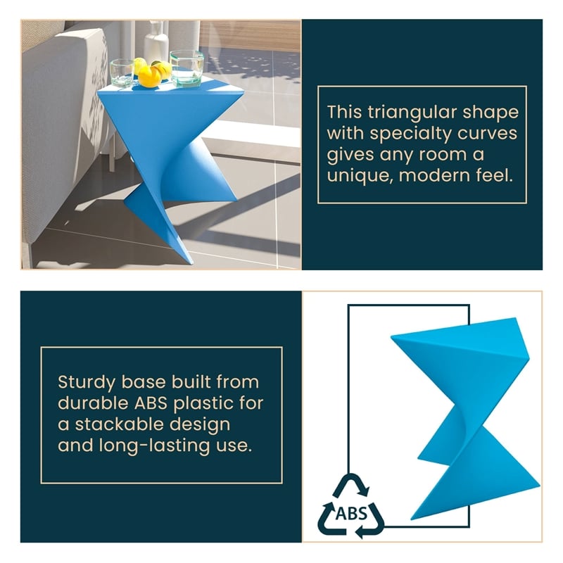 LeisureMod Randolph Modern Triangle End Table in Blue