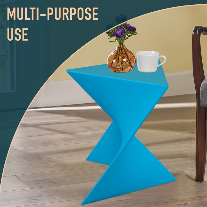 LeisureMod Randolph Modern Triangle End Table in Blue