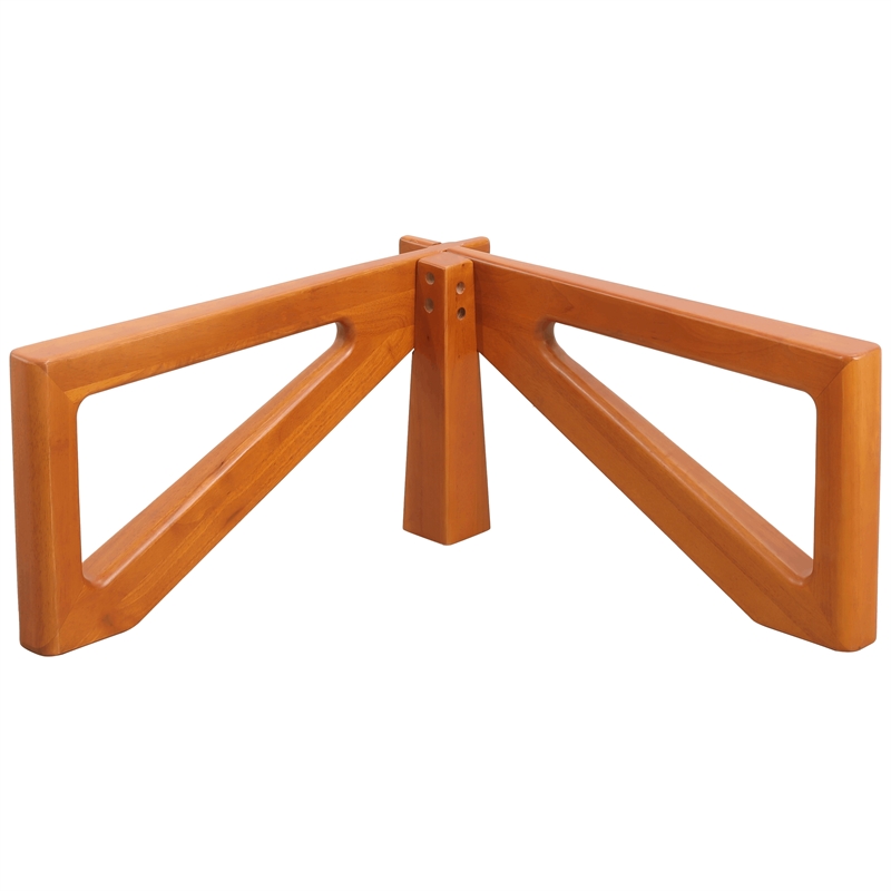 LeisureMod Imperial Triangle Coffee Table Base in Light Walnut