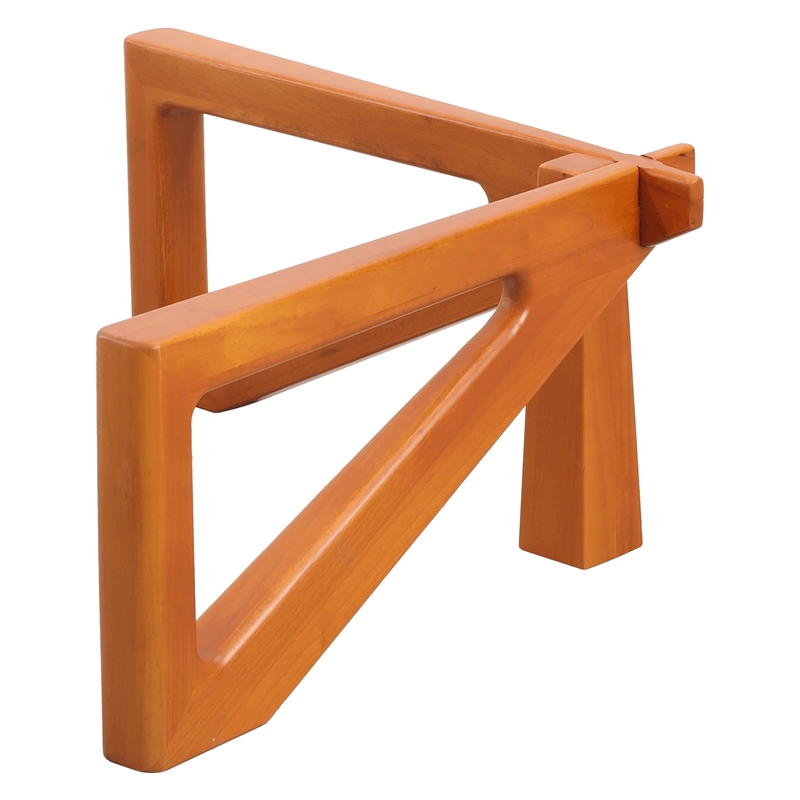 LeisureMod Imperial Triangle Coffee Table Base in Light Walnut