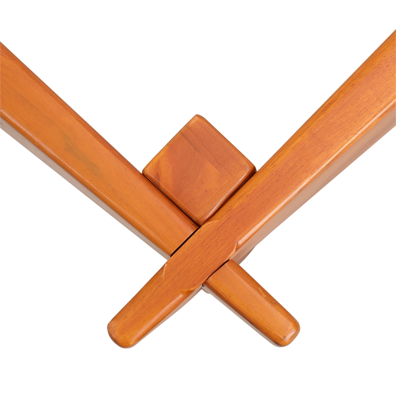 LeisureMod Imperial Triangle Coffee Table Base in Light Walnut