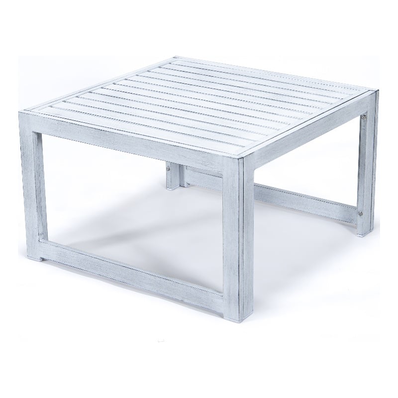 LeisureMod Chelsea Patio Coffee Table With Weathered Grey Aluminum