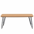 LeisureMod Elmwood Modern Wood Rectangle Coffee Table With Metal Legs in Natural