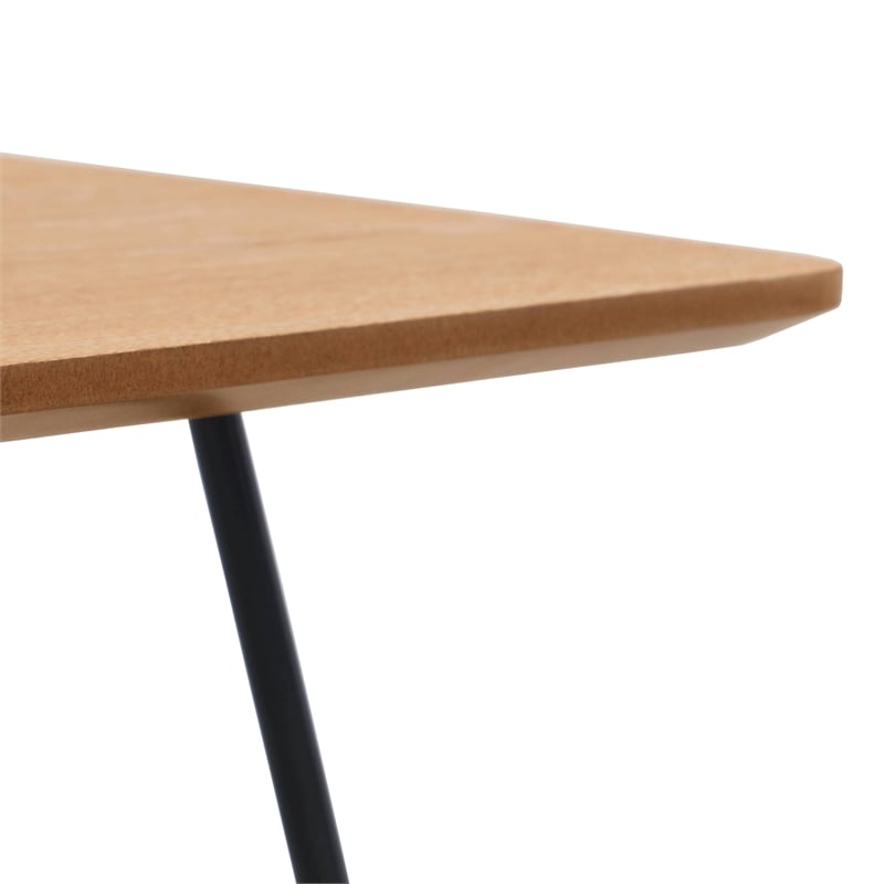 LeisureMod Elmwood Modern Wood Rectangle Coffee Table With Metal Legs in Natural