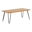 LeisureMod Elmwood Modern Wood Rectangle Coffee Table With Metal Legs in Natural