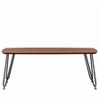 LeisureMod Elmwood Modern Wood Rectangle Coffee Table With Metal Legs in Walnut