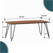 LeisureMod Elmwood Modern Wood Rectangle Coffee Table With Metal Legs in Walnut