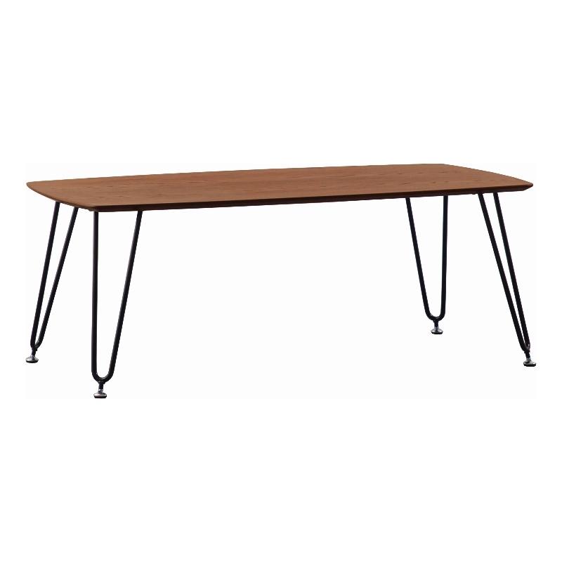 LeisureMod Elmwood Modern Wood Rectangle Coffee Table With Metal Legs in Walnut