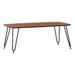 LeisureMod Elmwood Modern Wood Rectangle Coffee Table With Metal Legs in Walnut