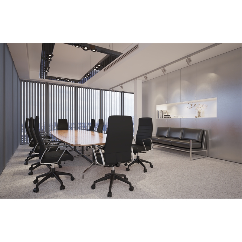 LeisureMod Hilton Modern High Back Leather Conference Office Chair in Black